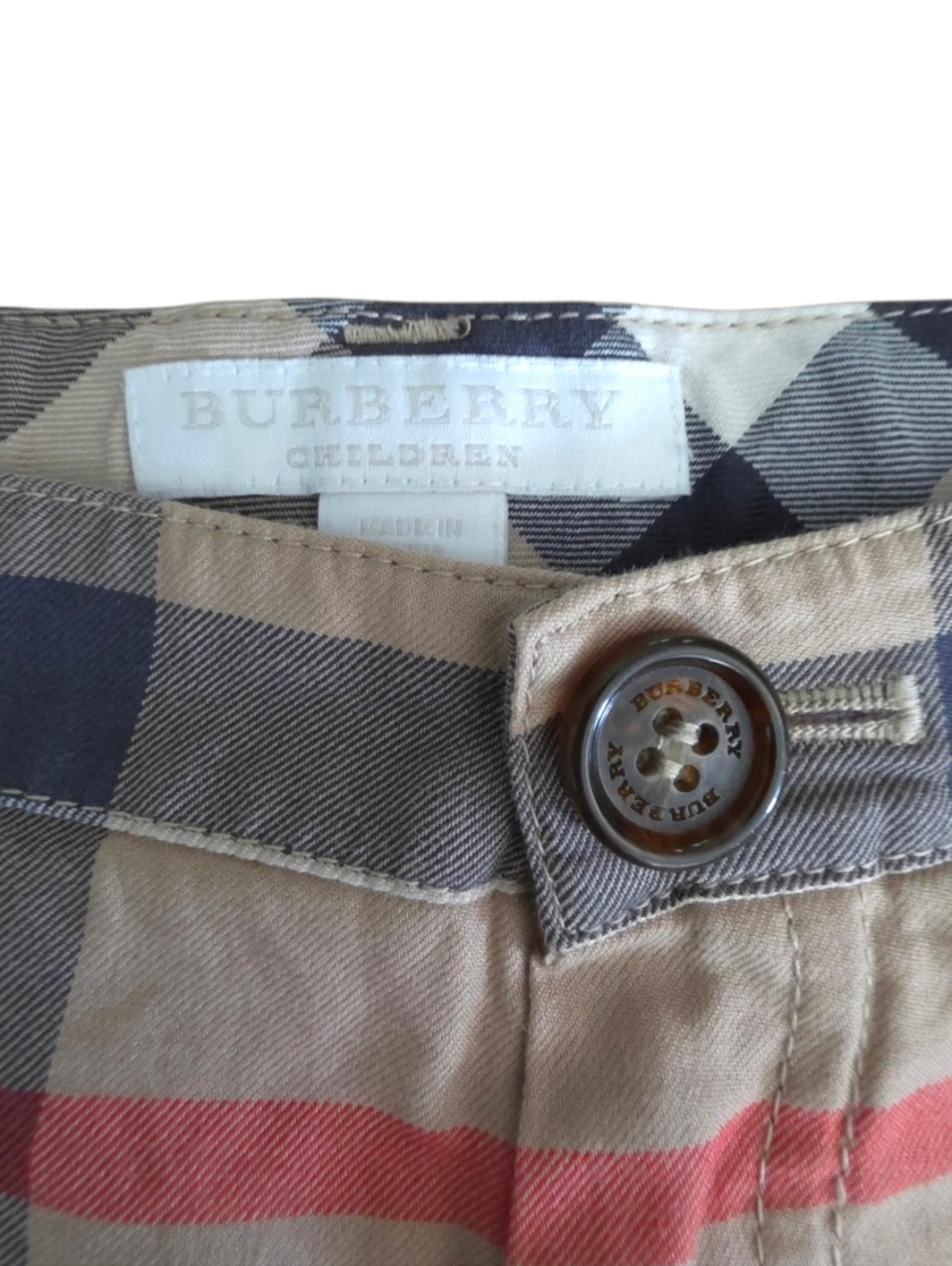 Burberry Kids Novacheck Print Beige and Black Plaid Shorts Sz 6Y - Picture 8 of 14